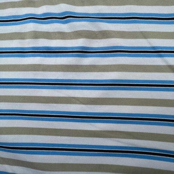 Footjoy Polo Shirt Mens Large Blue Beige Striped Short Sleeve Amelia Island Club - Picture 10 of 16